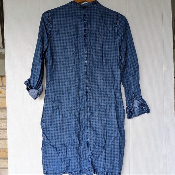 J. JILL chambray gingham plaid button front shirt dress - Picture 5 of 12